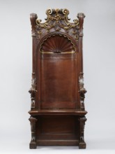 Church throne armchair, carved, mid-18th century, Italy. Seating piece furniture with two console