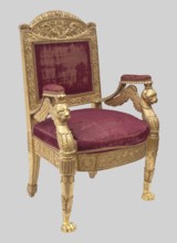 Armchair, unknown creator; ; griffins; Empire style; braids; grotesques ornament; birds; kimation