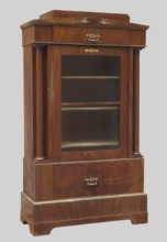 Library cabinet, fantasy animals, columns, Biedermeier style, egg-shaped ornament, cabinet with