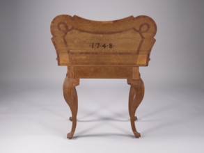 Game table, baroque style, possibly made 1748. Rectangular frame with an extendable tabletop that