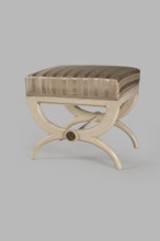 Stool, origin unknown, Empire style, rosette ornament. Rectangular stool with a black painted