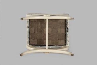 Stool, origin unknown, Empire style, rosette ornament. Rectangular stool with a black painted