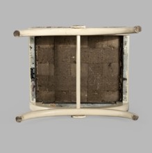 Stool, origin unknown, Empire style, rosette ornament. Rectangular stool with a black painted