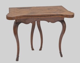 Game table, games, hooves animal legs, rectangular with an extendable top square when extended with