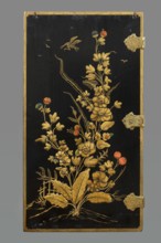Cabinet, origin unknown, chinoiserie decoration with flowers, birds, trees, rocks, genre scenes