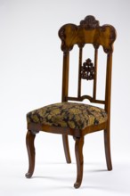 Chair, plant decoration, acanthus ornament, Louis Philippe style, mahogany chair with a padded seat