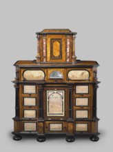 Cabinet, baroque style, columns, birds, early 18th century, Southern Germany, possibly Augsburg,