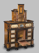 Cabinet, baroque, columns, birds, early 18th century, Southern Germany, Augsburg, piece of