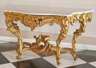 Console, origin unknown, flowers, rococo style, dragons, rocaille ornament, plant decoration,