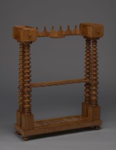 Pipe stand, origin unknown, smoking, pipes, acorns, rack for pipes and billiard cubes. Skeletal