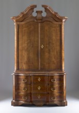 Sideboard, gift, architectural elements, plant decoration, two-part sideboard with chamfered and