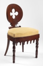 Chair, Biedermeier and Gothic Revival styles, mahogany chair with a removable padded seat cushion