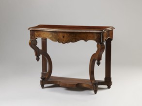 Console, Biedermeier and Louis Philippe styles, mahogany-veneered console on four angular legs