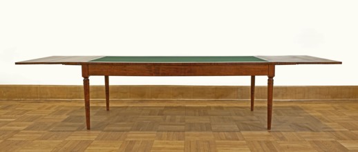 Table, Biedermeier style, attributed to around 1830–1837, rectangular table with drop-down flaps on