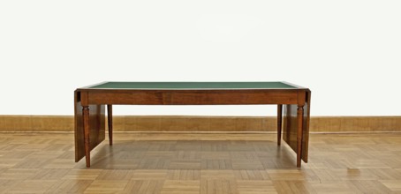 Table, Biedermeier style, attributed to, rectangular table with drop-down flaps on the short sides;