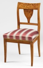 Chair, Biedermeier style, Biedermeier chair with a trapezoidal, padded seat and a rectangular