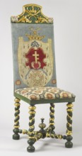 Chair, rosette ornament, coats of arms, crowns, Baroque style, Prus III coat of arms, CHAIR with