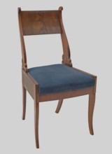 Chair, Biedermeier style, carved rosette and stylized acanthus ornamentation. Chair with an