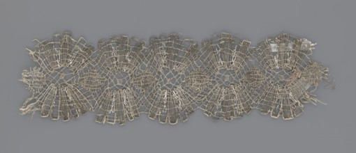 Lace fragment, lace, metal threads, 18th century, Europe, fabric, width 8.2 cm, length 27.5 cm., A