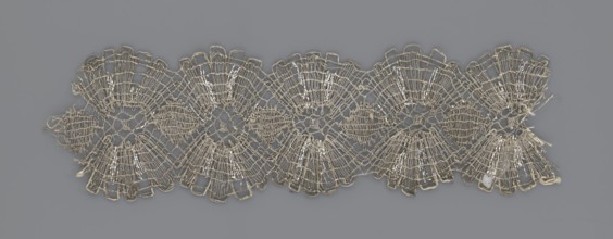 Lace fragment, lace, metal threads, 18th century, Europe, fabric, width 8.2 cm, length 27.5 cm., A