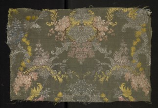 Fragment of fabric, fabrics, fragments of silk patterned fabric with floral patterns. Pattern with