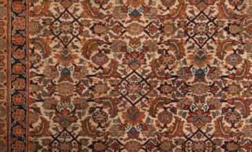 Carpet, Knotted decorative fabric carpet, 19th century, Iran. In the central field on a light cream