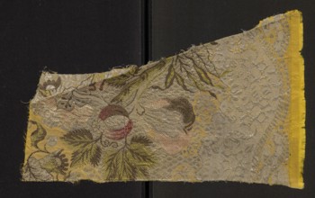 Fabric fragment, fragments of silk patterned fabric, 18th-century silk, fabric with preserved