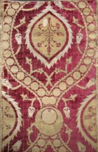Fabric piece, fabrics, Turkish, velvets, net-composition patterns, large repeat of pointed ovals