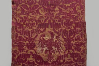 Fragment of fabric, 16th century, Italy. Brocade fragment sewn from several smaller pieces, a ply