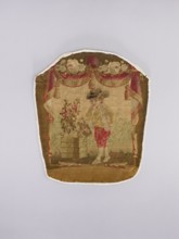 Three tapestry armchair covers, varietals, provenance, floral ornaments, genre scenes, interior