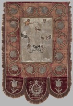Church banner, Embroidered and painted textile, 17th century, Poland. Church banner with a scene