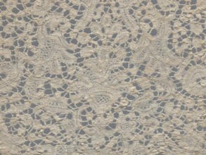 Lace fragment., With floral vase motifs with flower branches in a candelabra arrangement. Joints