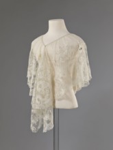 Collar, Lace collar so-called berta with a pattern of flowers, leaves and small dots in the