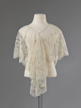 Collar, lace collar so-called berta with a pattern of flowers, leaves and small dots in the