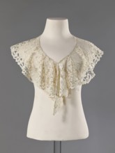 Collar, late 19th century, France. Floral ornaments; women's fashion lace collar with mesh