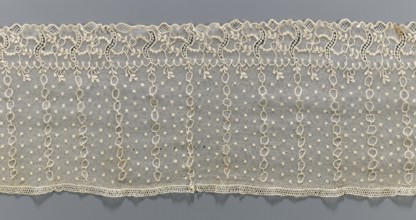 Lace fragment, Alençon lace, lace; plant ornaments. At the bottom, an edging ornament running in a