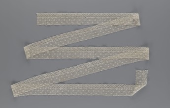 Lace fragment, edge ornament on one side — a net with numerous loops small, round and slightly