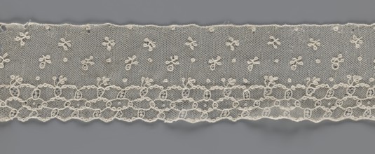 Lace fragment, edge ornament on one side — a kind of net with numerous loops small, round and