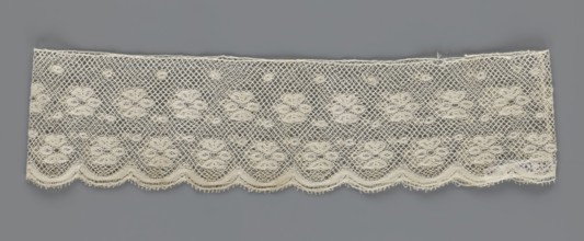 Fragment of lace, lace, a section of a belt sewn into a closed circle with one-sided arched
