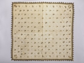 Church napkin made of white batiste density: 31 warp and weft threads per 1 cm, embroidered with