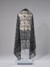 Shawl, shawl, floral ornaments, clothing accessory, women's fashion. Pattern on a mesh background.