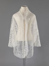 Cape, lace, clothing accessory for women's fashion, 19th century, Europe; length 75 cm, width 192.5