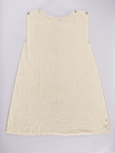 Two fragments of a dalmatic, front and back, of silk fabric interwoven with silver thread.