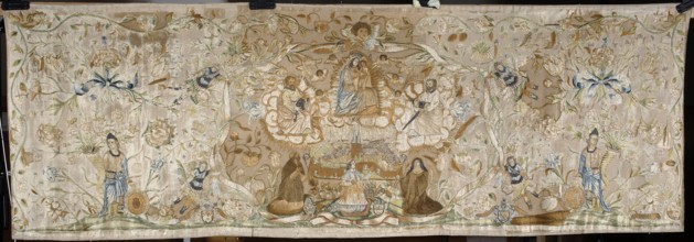 Antependium by Anna Barbara Orliec embroiderer, 1693. Antependium embroidered with colorful silks