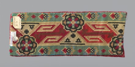 Fragment of a chasuble column, embroidery, fragment of a larger textile object, vines, liturgical