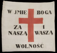 Banner, propaganda banner from the November Uprising 1830–1831. Double-sided white cloth banner