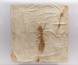 Church napkin of white satin, sewn from three pieces of fabric piece width 44 cm, embroidered. The