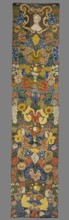 Tapestry, Tapestry embroidered in wool and silk on linen canvas. In the upper part, within a