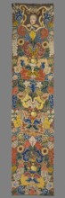 Tapestry, Tapestry embroidered in wool and silk on linen canvas. In the upper part, within a