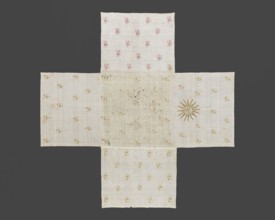 Church napkin. Church napkin of thin white linen sewn from five rectangular pieces of fabric in the